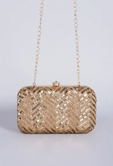 Gold zigzag sequins Handembroidered Clutch