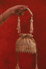 Vivaah Embellished Mini Potli - Beige