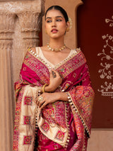 Magenta Pure Katan Silk Banarasi Bridal Handloom Saree