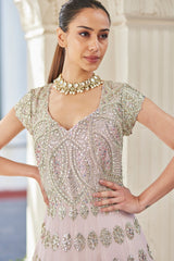 Lavender Silk Embroidered Gown