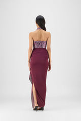 WOVEN METALLIC BUSTIER AND SKIRT