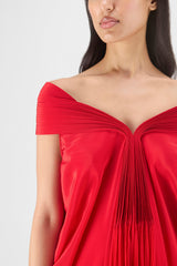PLEATED COWL DRESS