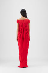 PLEATED COWL DRESS