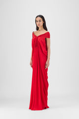PLEATED COWL DRESS