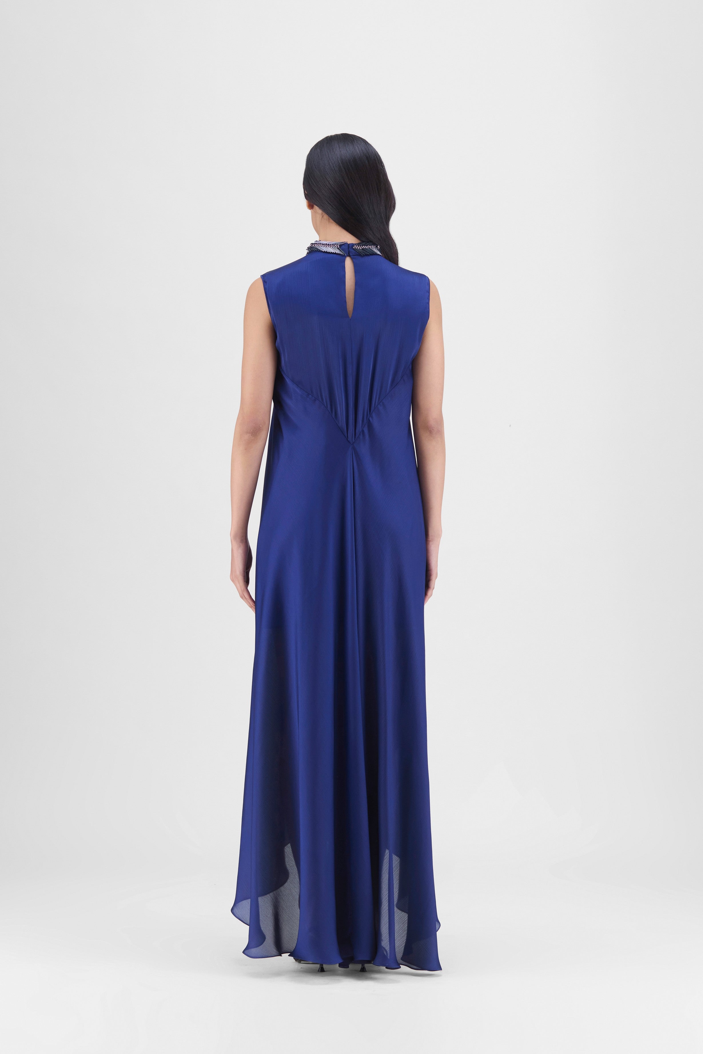 METALLIC PANELED DRESS WITH BEADS
