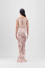 METALLIC MICRO PLEATED SERRATED GOWN