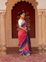 Purple Pink Bridal Pure Katan Silk Banarasi Handloom Saree