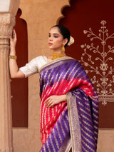 Purple Pink Bridal Pure Katan Silk Banarasi Handloom Saree