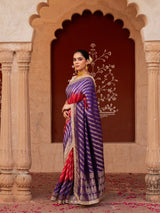 Purple Pink Bridal Pure Katan Silk Banarasi Handloom Saree