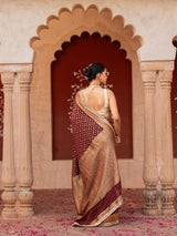 Maroon Pure Chiffon Banarasi Silk Handloom Saree