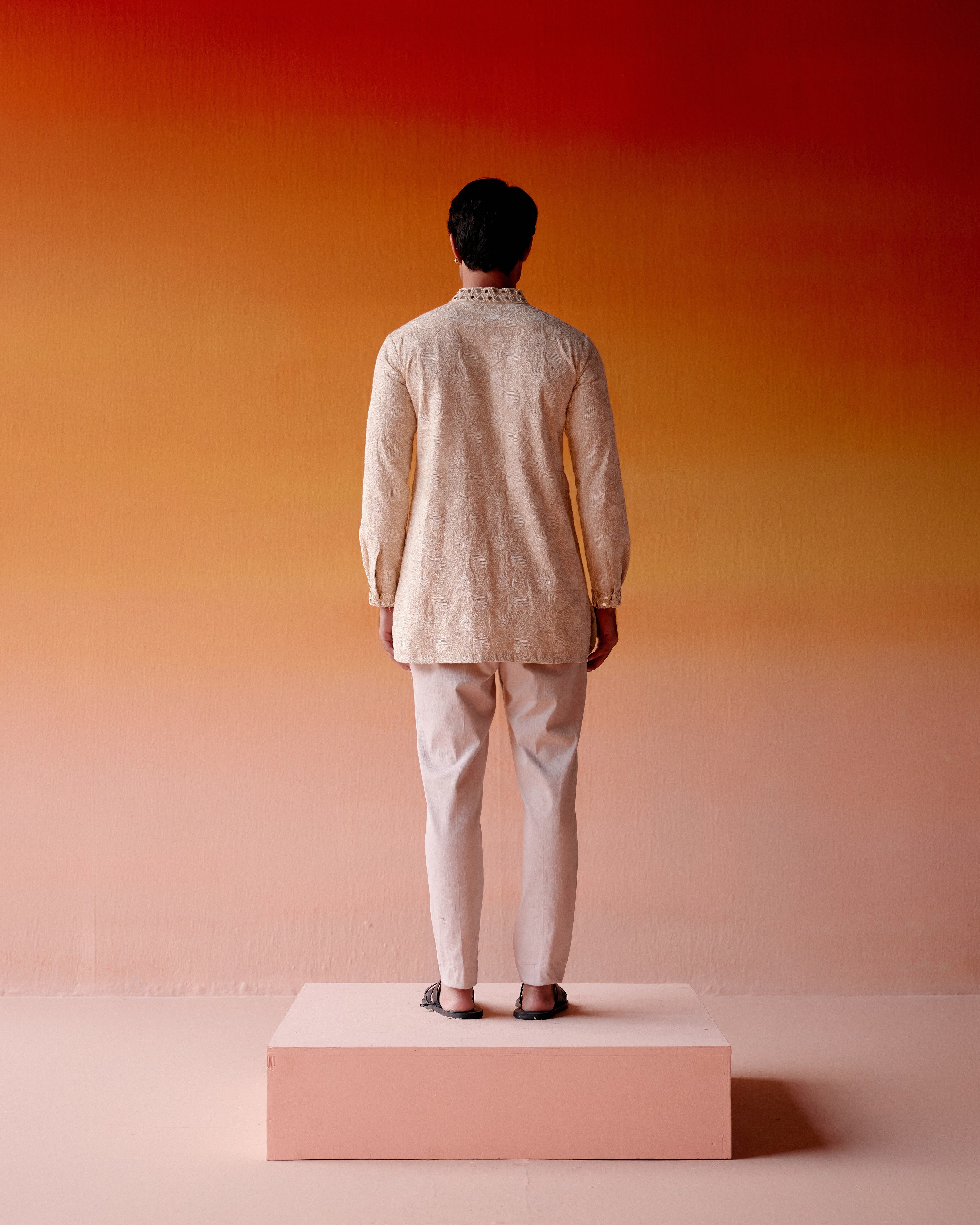 CHIKANKARI KURTA SHIRT WITH STRAIGHT PANTS