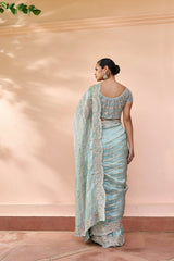 Teal Embroidered Saree