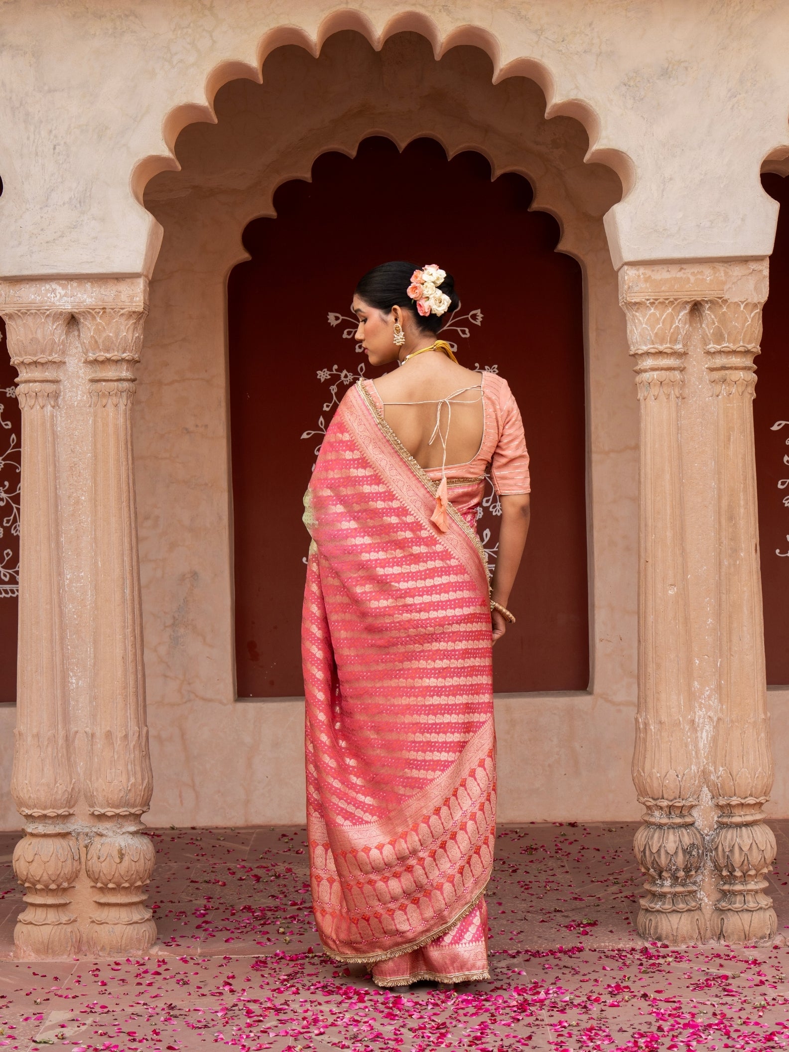 Sea Green Pink Bridal Pure Katan Silk Banarasi Handloom Saree
