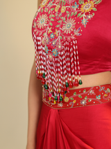 Red Gulbabo Dhoti Set