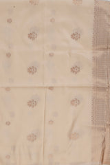 Cream Pure Silk Banarasi Handloom Saree