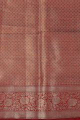 Black-red Kora Organza Silk Banarasi Handloom Saree