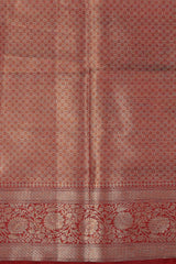 Black-red Kora Organza Silk Banarasi Handloom Saree