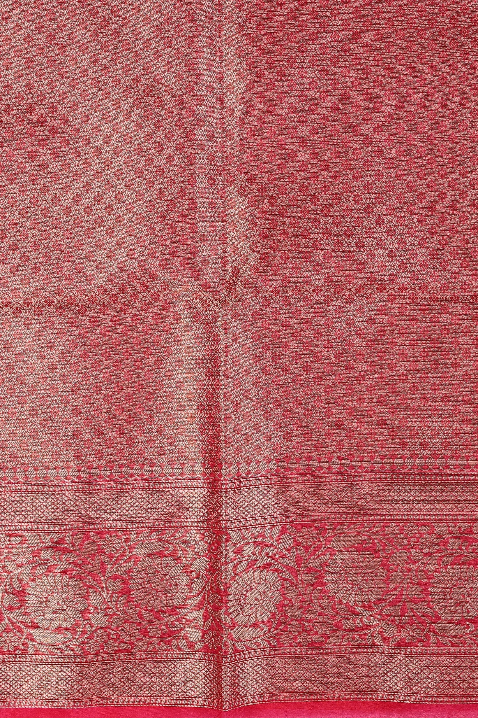 White-Pink Kora Organza Silk Banarasi Handloom Saree