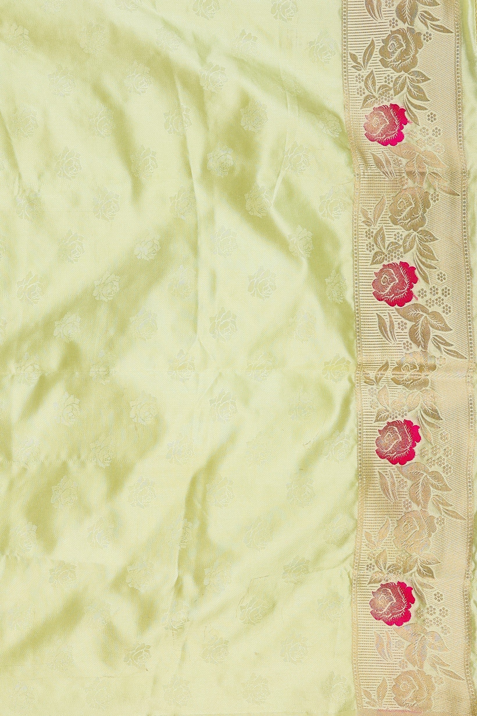 Cream Pure Katan Silk Banarasi meenakari Handloom saree