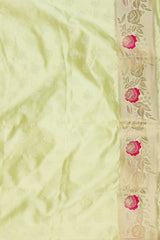 Cream Pure Katan Silk Banarasi meenakari Handloom saree