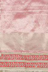 Pastel Pink Pure tissue Silk banarasi handwork Saree
