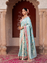 Sky Blue Pure Katan Silk Banarasi Handloom Saree