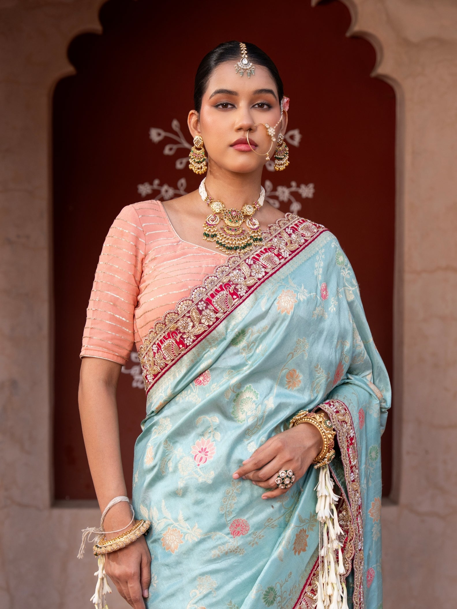Sky Blue Pure Katan Silk Banarasi Handloom Saree