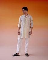 MULTICOLOR PANELED CHIKANKARI KURTA WITH STRAIGHT PANTS
