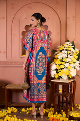 Banarasi Begum Embroidered Kaftan- Blue