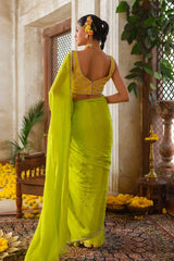 Lime Green Chiffon Saree