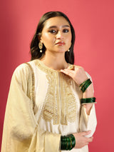 Off-White Straight Long Kurta Set