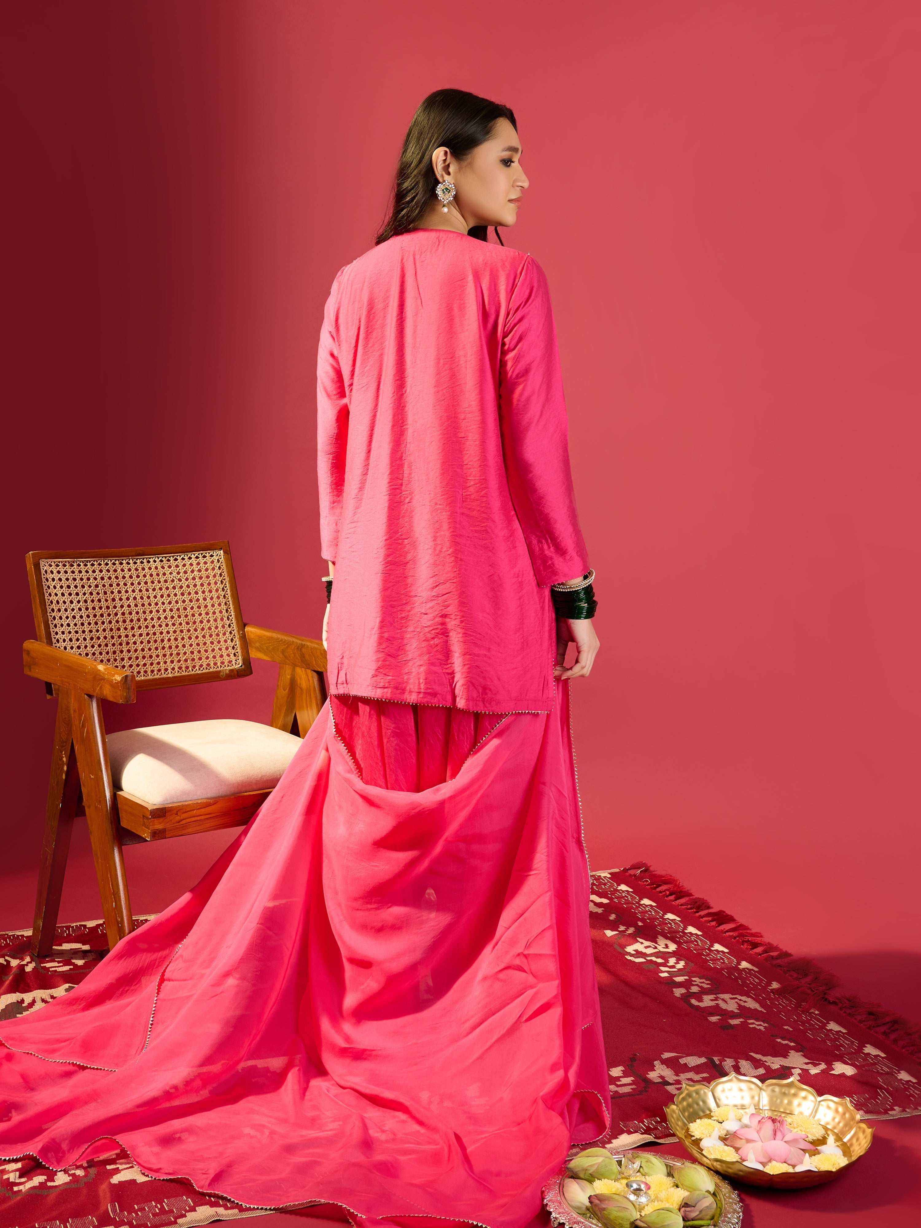Hot Pink Dhoti & Kurta Set