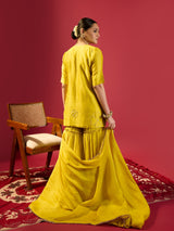 Mustard Short Kurta With Garara Set