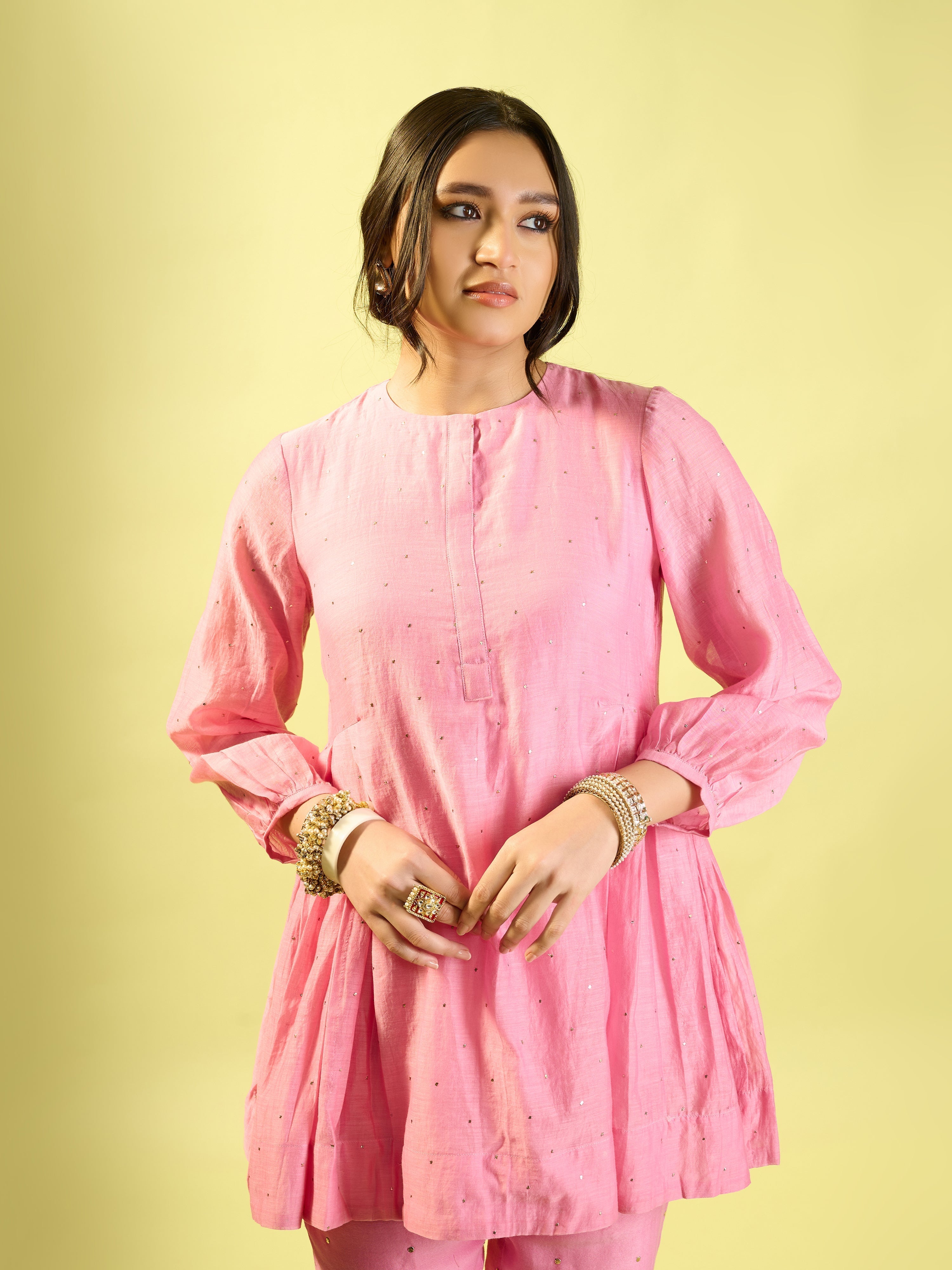 Rose Pink Chanderi Co-ord Set