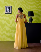 Butter cup Yellow halter neck crop top sharara set