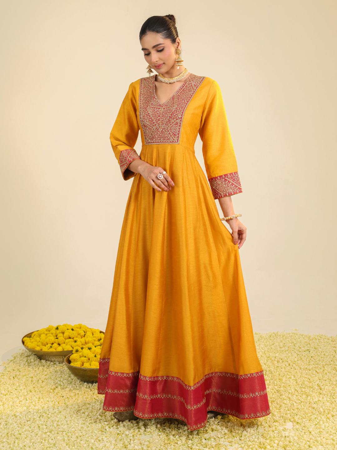 Rust Samaira Anarkali Set