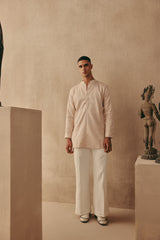 SILK RAI BANDHANI APPLIQUE SHORT KURTA