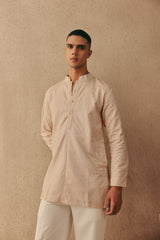 SILK RAI BANDHANI APPLIQUE SHORT KURTA