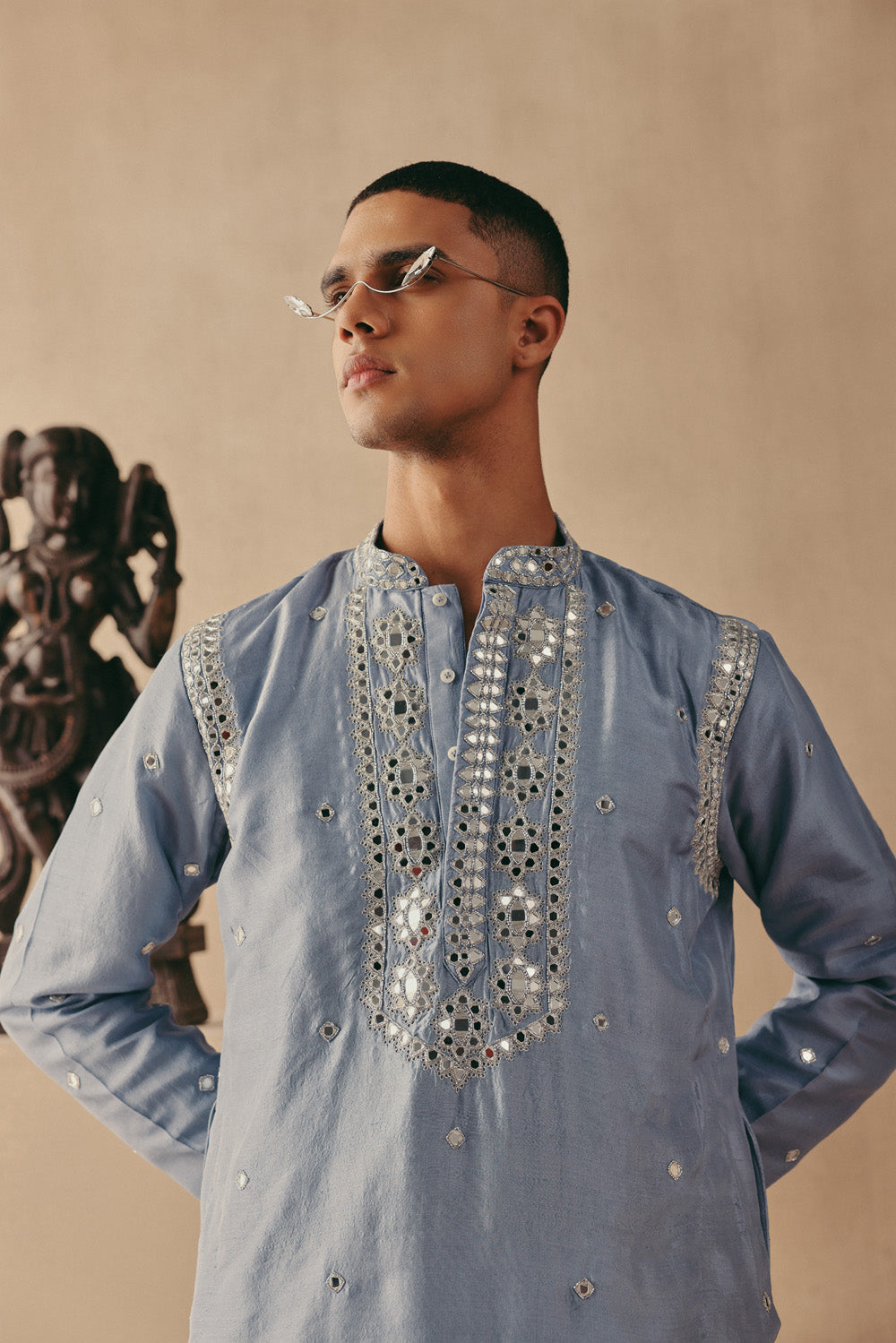 MIRROR & ZARI EMBELLISHED KURTA SET