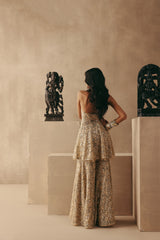 MIRRORWORK AND ZARI FLORAL LACEWORK SHARARAS