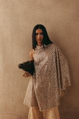 MIRRORWORK BAND COLLAR ONE SHOULDER DRESS TOP