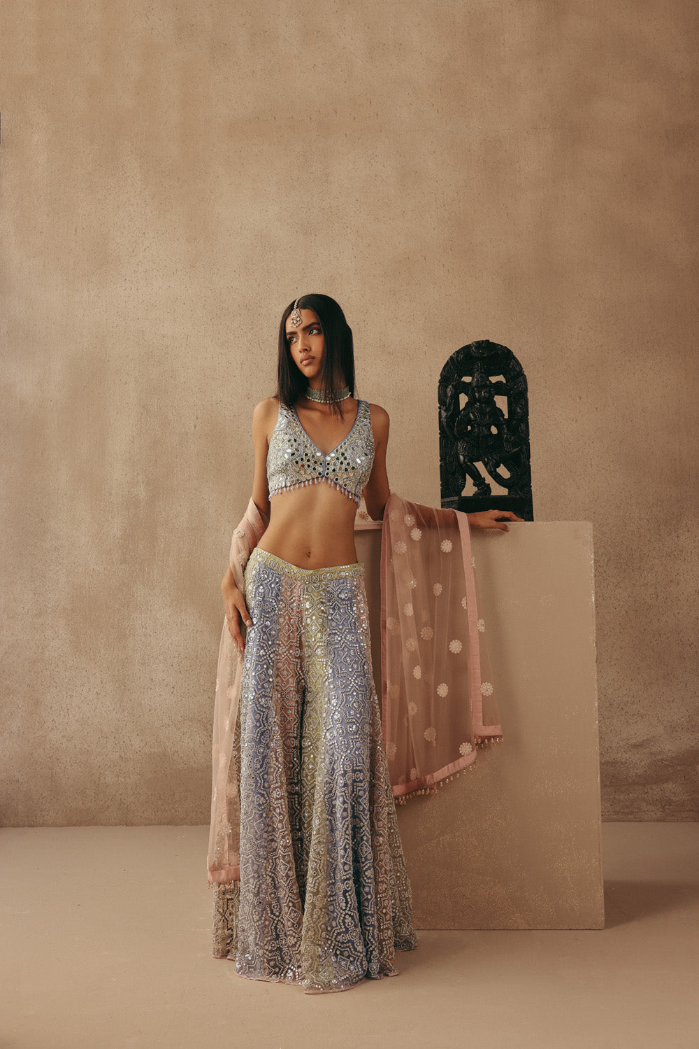 MIRRORWORK SHARARA LEHENGA