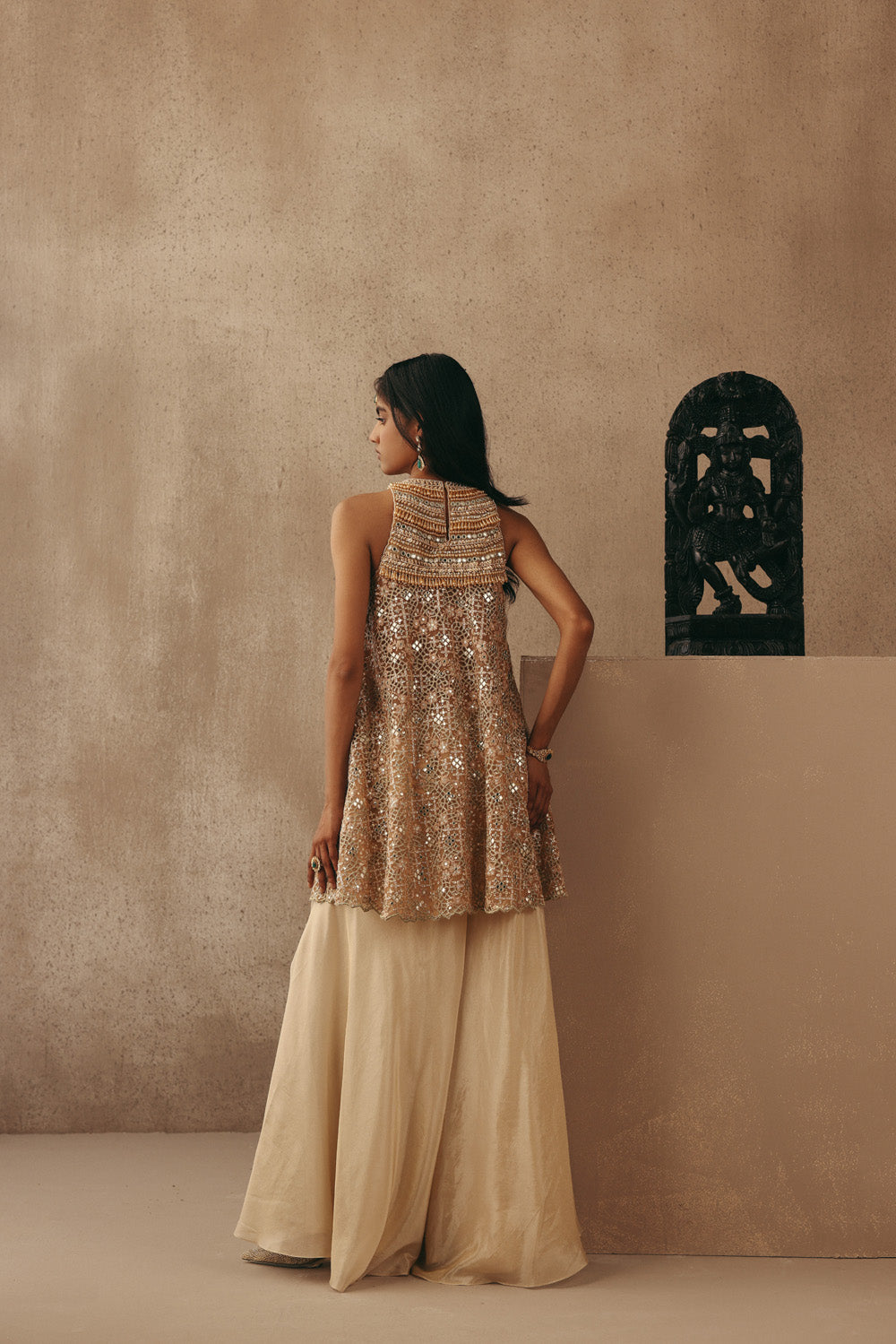 MIRRORWORK PEARL EMBELLISHED TOP