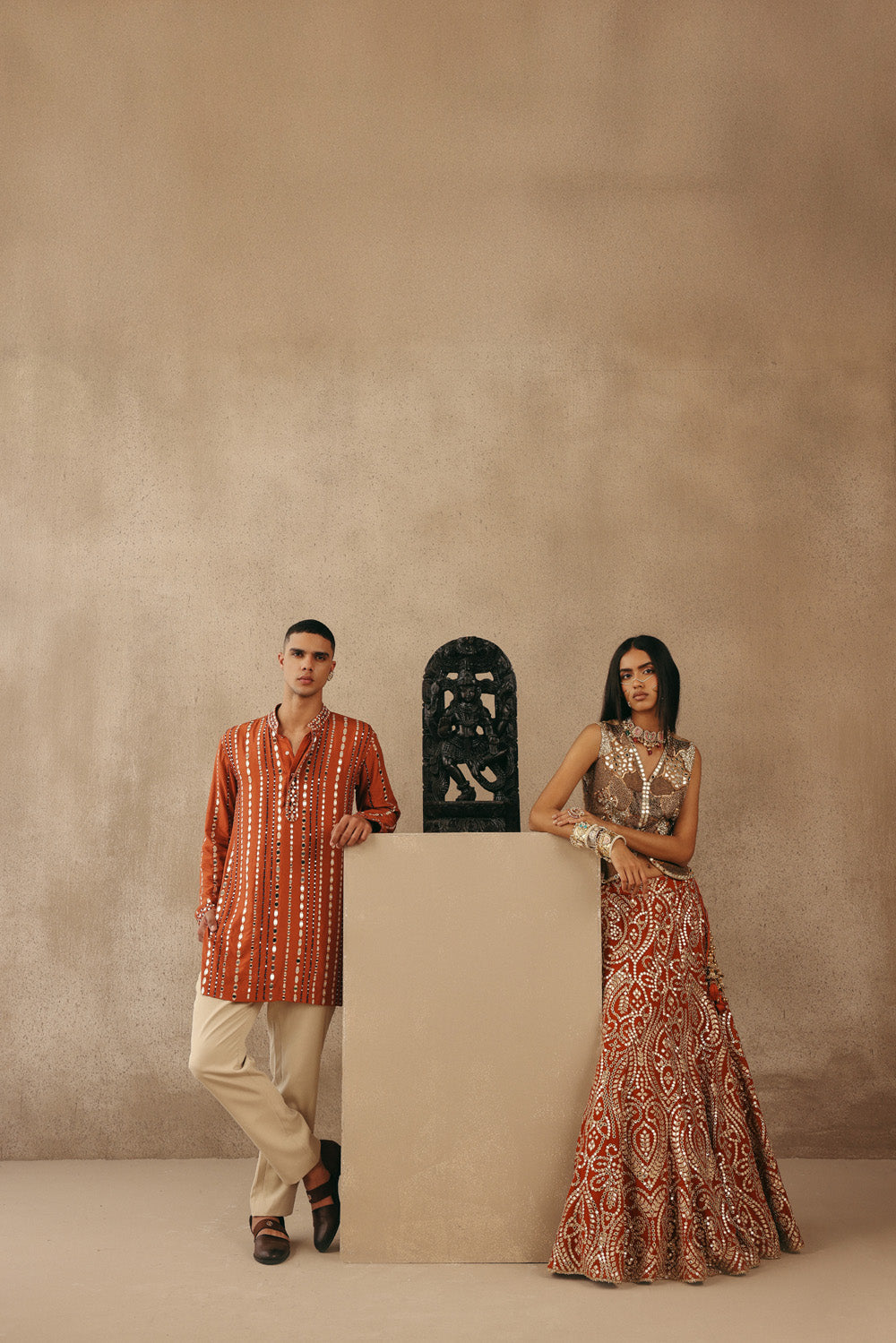 MIRRORWORK FISH CUT LEHENGA