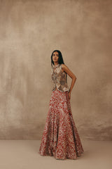 MIRRORWORK FISH CUT LEHENGA