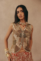 MIRRORWORK FISH CUT LEHENGA