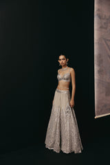 SILVER ZARI MIRRORWORK LEHENGA