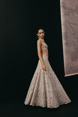 SILVER ZARI MIRRORWORK LEHENGA