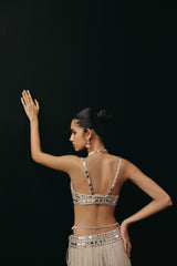 SILVER ZARI MIRRORWORK LEHENGA