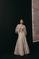 SILVER ZARI MIRRORWORK LEHENGA